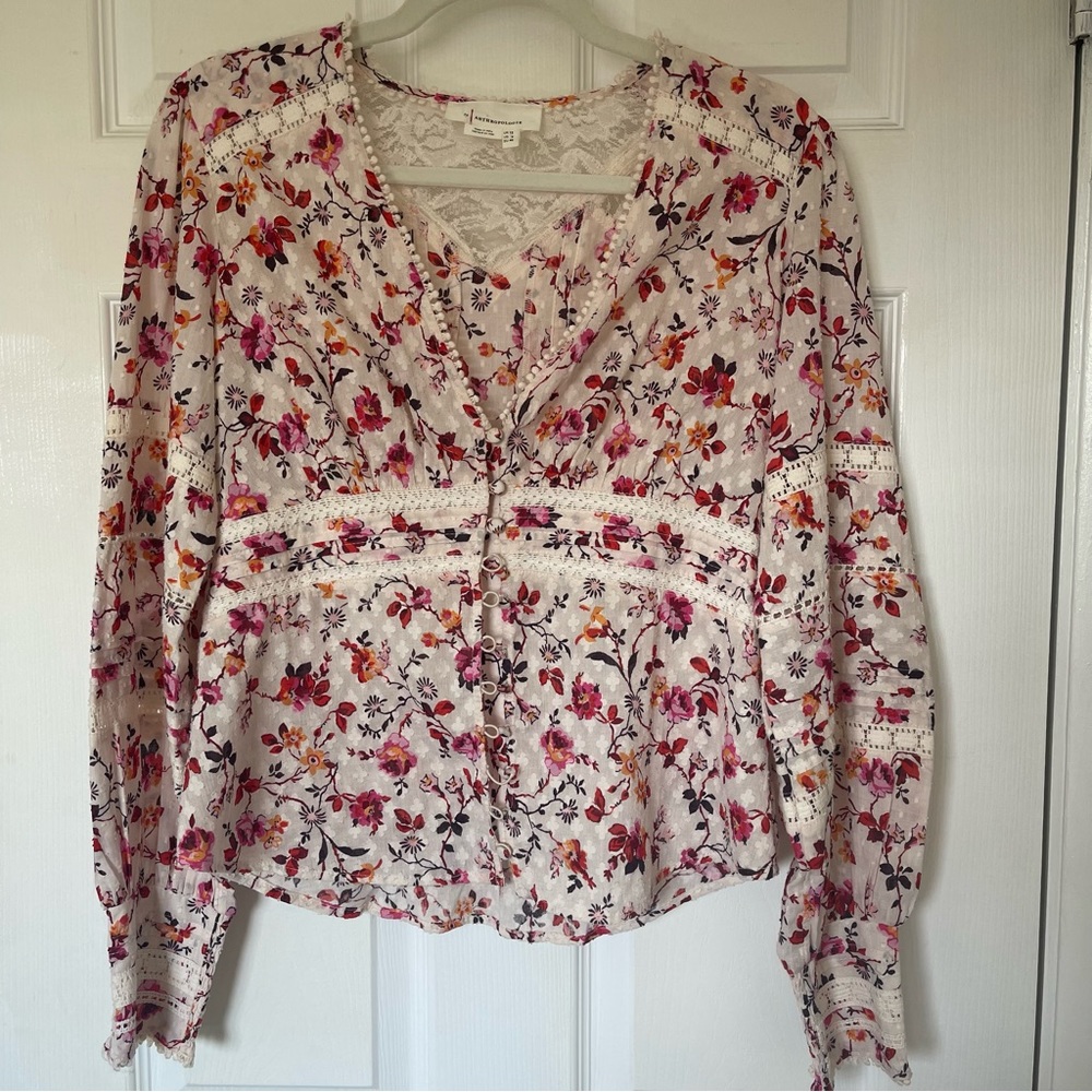 Anthropologie floral button down blouse